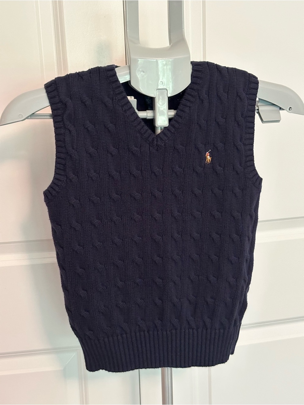 Polo by Ralph Lauren Navy Cable-Knit V-Neck Sweater Vest